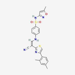 molecular formula C24H21N5O3S2 B6564530 4-{[(1Z)-2-cyano-2-[4-(2,4-dimethylphenyl)-1,3-thiazol-2-yl]eth-1-en-1-yl]amino}-N-(5-methyl-1,2-oxazol-3-yl)benzene-1-sulfonamide CAS No. 1021228-42-1