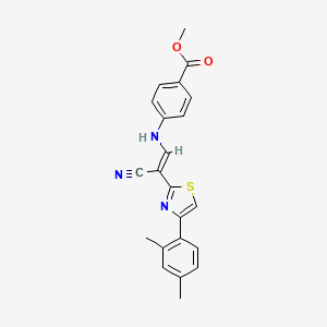 molecular formula C22H19N3O2S B6564542 methyl 4-{[(1E)-2-cyano-2-[4-(2,4-dimethylphenyl)-1,3-thiazol-2-yl]eth-1-en-1-yl]amino}benzoate CAS No. 1021230-30-7
