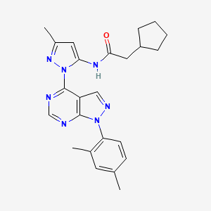 molecular formula C24H27N7O B6564547 2-cyclopentyl-N-{1-[1-(2,4-dimethylphenyl)-1H-pyrazolo[3,4-d]pyrimidin-4-yl]-3-methyl-1H-pyrazol-5-yl}acetamide CAS No. 1006275-99-5