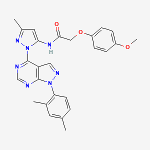 N-{1-[1-(2,4-dimethylphenyl)-1H-pyrazolo[3,4-d]pyrimidin-4-yl]-3-methyl-1H-pyrazol-5-yl}-2-(4-methoxyphenoxy)acetamide