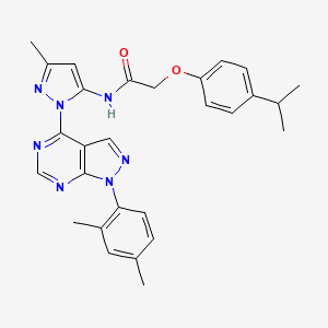 molecular formula C28H29N7O2 B6564558 N-{1-[1-(2,4-dimethylphenyl)-1H-pyrazolo[3,4-d]pyrimidin-4-yl]-3-methyl-1H-pyrazol-5-yl}-2-[4-(propan-2-yl)phenoxy]acetamide CAS No. 1005717-31-6