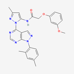 molecular formula C26H25N7O3 B6564559 N-{1-[1-(2,4-dimethylphenyl)-1H-pyrazolo[3,4-d]pyrimidin-4-yl]-3-methyl-1H-pyrazol-5-yl}-2-(3-methoxyphenoxy)acetamide CAS No. 1005976-83-9