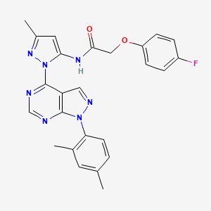 molecular formula C25H22FN7O2 B6564565 N-{1-[1-(2,4-dimethylphenyl)-1H-pyrazolo[3,4-d]pyrimidin-4-yl]-3-methyl-1H-pyrazol-5-yl}-2-(4-fluorophenoxy)acetamide CAS No. 1005976-95-3