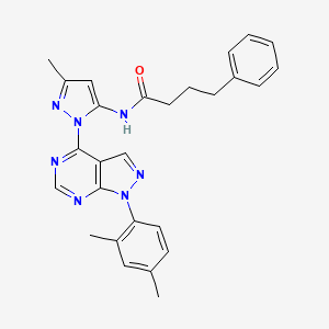 molecular formula C27H27N7O B6564569 N-{1-[1-(2,4-dimethylphenyl)-1H-pyrazolo[3,4-d]pyrimidin-4-yl]-3-methyl-1H-pyrazol-5-yl}-4-phenylbutanamide CAS No. 1007174-37-9