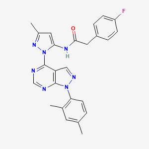 molecular formula C25H22FN7O B6564581 N-{1-[1-(2,4-dimethylphenyl)-1H-pyrazolo[3,4-d]pyrimidin-4-yl]-3-methyl-1H-pyrazol-5-yl}-2-(4-fluorophenyl)acetamide CAS No. 1005717-41-8