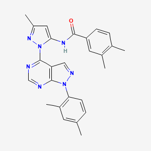 molecular formula C26H25N7O B6564582 N-{1-[1-(2,4-dimethylphenyl)-1H-pyrazolo[3,4-d]pyrimidin-4-yl]-3-methyl-1H-pyrazol-5-yl}-3,4-dimethylbenzamide CAS No. 1005976-06-6