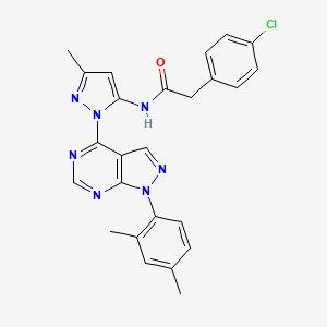 molecular formula C25H22ClN7O B6564583 2-(4-chlorophenyl)-N-{1-[1-(2,4-dimethylphenyl)-1H-pyrazolo[3,4-d]pyrimidin-4-yl]-3-methyl-1H-pyrazol-5-yl}acetamide CAS No. 1007174-31-3
