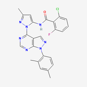 molecular formula C24H19ClFN7O B6564586 2-chloro-N-{1-[1-(2,4-dimethylphenyl)-1H-pyrazolo[3,4-d]pyrimidin-4-yl]-3-methyl-1H-pyrazol-5-yl}-6-fluorobenzamide CAS No. 1007174-04-0