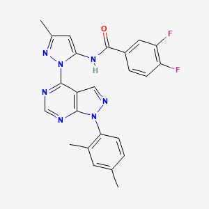 molecular formula C24H19F2N7O B6564595 N-{1-[1-(2,4-dimethylphenyl)-1H-pyrazolo[3,4-d]pyrimidin-4-yl]-3-methyl-1H-pyrazol-5-yl}-3,4-difluorobenzamide CAS No. 1006276-40-9