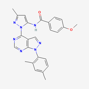 molecular formula C25H23N7O2 B6564598 N-{1-[1-(2,4-dimethylphenyl)-1H-pyrazolo[3,4-d]pyrimidin-4-yl]-3-methyl-1H-pyrazol-5-yl}-4-methoxybenzamide CAS No. 1005976-11-3