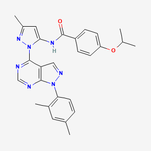 molecular formula C27H27N7O2 B6564612 N-{1-[1-(2,4-dimethylphenyl)-1H-pyrazolo[3,4-d]pyrimidin-4-yl]-3-methyl-1H-pyrazol-5-yl}-4-(propan-2-yloxy)benzamide CAS No. 1007173-89-8