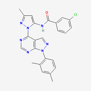molecular formula C24H20ClN7O B6564640 3-chloro-N-{1-[1-(2,4-dimethylphenyl)-1H-pyrazolo[3,4-d]pyrimidin-4-yl]-3-methyl-1H-pyrazol-5-yl}benzamide CAS No. 1005976-34-0