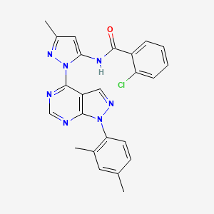 molecular formula C24H20ClN7O B6564644 2-chloro-N-{1-[1-(2,4-dimethylphenyl)-1H-pyrazolo[3,4-d]pyrimidin-4-yl]-3-methyl-1H-pyrazol-5-yl}benzamide CAS No. 1006276-34-1