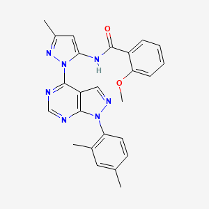 molecular formula C25H23N7O2 B6564648 N-{1-[1-(2,4-dimethylphenyl)-1H-pyrazolo[3,4-d]pyrimidin-4-yl]-3-methyl-1H-pyrazol-5-yl}-2-methoxybenzamide CAS No. 1005716-57-3
