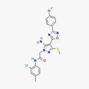 molecular formula C22H21ClN6O3S B6564666 2-{5-amino-4-[3-(4-methoxyphenyl)-1,2,4-oxadiazol-5-yl]-3-(methylsulfanyl)-1H-pyrazol-1-yl}-N-(2-chloro-4-methylphenyl)acetamide CAS No. 1170476-37-5