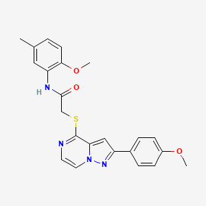 molecular formula C23H22N4O3S B6564700 N-(2-methoxy-5-methylphenyl)-2-{[2-(4-methoxyphenyl)pyrazolo[1,5-a]pyrazin-4-yl]sulfanyl}acetamide CAS No. 1021229-14-0