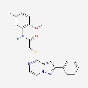 molecular formula C22H20N4O2S B6564703 N-(2-methoxy-5-methylphenyl)-2-({2-phenylpyrazolo[1,5-a]pyrazin-4-yl}sulfanyl)acetamide CAS No. 1021229-23-1
