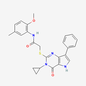 molecular formula C25H24N4O3S B6564706 2-({3-cyclopropyl-4-oxo-7-phenyl-3H,4H,5H-pyrrolo[3,2-d]pyrimidin-2-yl}sulfanyl)-N-(2-methoxy-5-methylphenyl)acetamide CAS No. 1021221-61-3