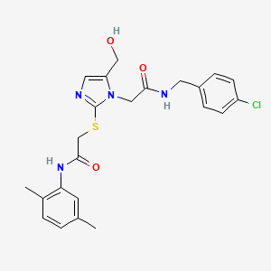2-{[1-({[(4-chlorophenyl)methyl]carbamoyl}methyl)-5-(hydroxymethyl)-1H-imidazol-2-yl]sulfanyl}-N-(2,5-dimethylphenyl)acetamide