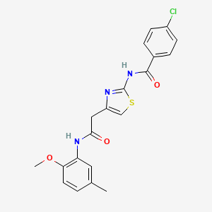 molecular formula C20H18ClN3O3S B6564731 4-chloro-N-(4-{[(2-methoxy-5-methylphenyl)carbamoyl]methyl}-1,3-thiazol-2-yl)benzamide CAS No. 921585-30-0