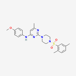 molecular formula C24H29N5O3S B6564777 2-[4-(2,5-dimethylbenzenesulfonyl)piperazin-1-yl]-N-(4-methoxyphenyl)-6-methylpyrimidin-4-amine CAS No. 946364-72-3