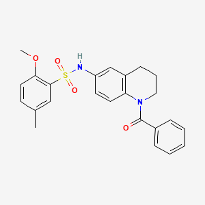 molecular formula C24H24N2O4S B6564797 N-(1-benzoyl-1,2,3,4-tetrahydroquinolin-6-yl)-2-methoxy-5-methylbenzene-1-sulfonamide CAS No. 946258-85-1