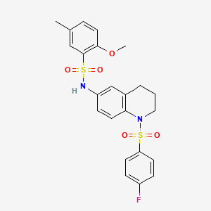 molecular formula C23H23FN2O5S2 B6564810 N-[1-(4-fluorobenzenesulfonyl)-1,2,3,4-tetrahydroquinolin-6-yl]-2-methoxy-5-methylbenzene-1-sulfonamide CAS No. 946283-36-9