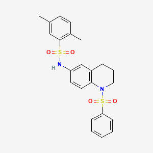 molecular formula C23H24N2O4S2 B6564822 N-[1-(benzenesulfonyl)-1,2,3,4-tetrahydroquinolin-6-yl]-2,5-dimethylbenzene-1-sulfonamide CAS No. 946295-56-3