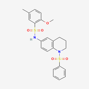 N-[1-(benzenesulfonyl)-1,2,3,4-tetrahydroquinolin-6-yl]-2-methoxy-5-methylbenzene-1-sulfonamide
