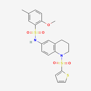 molecular formula C21H22N2O5S3 B6564835 2-methoxy-5-methyl-N-[1-(thiophene-2-sulfonyl)-1,2,3,4-tetrahydroquinolin-6-yl]benzene-1-sulfonamide CAS No. 946283-53-0