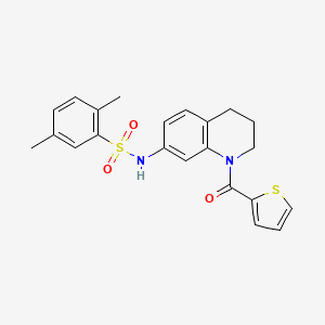 molecular formula C22H22N2O3S2 B6564842 2,5-dimethyl-N-[1-(thiophene-2-carbonyl)-1,2,3,4-tetrahydroquinolin-7-yl]benzene-1-sulfonamide CAS No. 946220-75-3