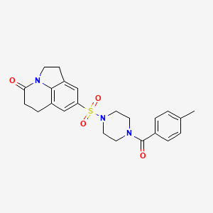 molecular formula C23H25N3O4S B6564860 6-{[4-(4-methylbenzoyl)piperazin-1-yl]sulfonyl}-1-azatricyclo[6.3.1.0^{4,12}]dodeca-4(12),5,7-trien-11-one CAS No. 946259-60-5