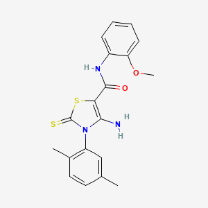 molecular formula C19H19N3O2S2 B6564870 4-amino-3-(2,5-dimethylphenyl)-N-(2-methoxyphenyl)-2-sulfanylidene-2,3-dihydro-1,3-thiazole-5-carboxamide CAS No. 1021226-27-6
