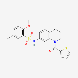 molecular formula C22H22N2O4S2 B6564874 2-methoxy-5-methyl-N-[1-(thiophene-2-carbonyl)-1,2,3,4-tetrahydroquinolin-7-yl]benzene-1-sulfonamide CAS No. 946267-82-9