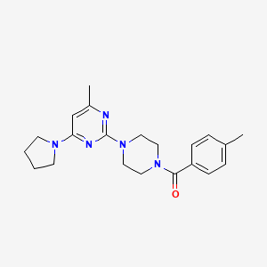 4-methyl-2-[4-(4-methylbenzoyl)piperazin-1-yl]-6-(pyrrolidin-1-yl)pyrimidine