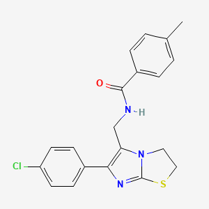 molecular formula C20H18ClN3OS B6564896 N-{[6-(4-chlorophenyl)-2H,3H-imidazo[2,1-b][1,3]thiazol-5-yl]methyl}-4-methylbenzamide CAS No. 946353-78-2
