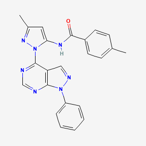 4-methyl-N-(3-methyl-1-{1-phenyl-1H-pyrazolo[3,4-d]pyrimidin-4-yl}-1H-pyrazol-5-yl)benzamide