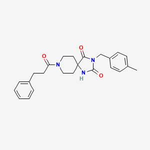 molecular formula C24H27N3O3 B6564927 3-[(4-methylphenyl)methyl]-8-(3-phenylpropanoyl)-1,3,8-triazaspiro[4.5]decane-2,4-dione CAS No. 1021211-33-5