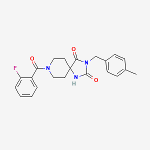 molecular formula C22H22FN3O3 B6564953 8-(2-fluorobenzoyl)-3-[(4-methylphenyl)methyl]-1,3,8-triazaspiro[4.5]decane-2,4-dione CAS No. 1021211-21-1