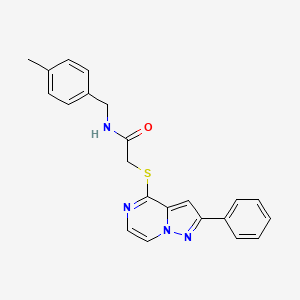 N-[(4-methylphenyl)methyl]-2-({2-phenylpyrazolo[1,5-a]pyrazin-4-yl}sulfanyl)acetamide