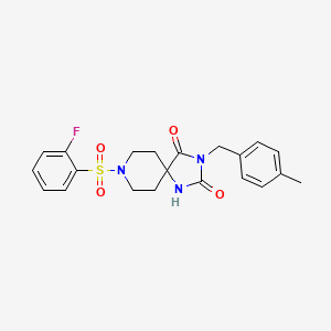 molecular formula C21H22FN3O4S B6564971 8-(2-fluorobenzenesulfonyl)-3-[(4-methylphenyl)methyl]-1,3,8-triazaspiro[4.5]decane-2,4-dione CAS No. 1021223-36-8