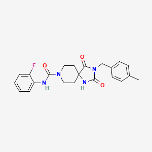 molecular formula C22H23FN4O3 B6564979 N-(2-fluorophenyl)-3-[(4-methylphenyl)methyl]-2,4-dioxo-1,3,8-triazaspiro[4.5]decane-8-carboxamide CAS No. 1021222-44-5