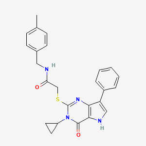 molecular formula C25H24N4O2S B6564985 2-({3-cyclopropyl-4-oxo-7-phenyl-3H,4H,5H-pyrrolo[3,2-d]pyrimidin-2-yl}sulfanyl)-N-[(4-methylphenyl)methyl]acetamide CAS No. 1021258-53-6