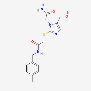 2-{[1-(carbamoylmethyl)-5-(hydroxymethyl)-1H-imidazol-2-yl]sulfanyl}-N-[(4-methylphenyl)methyl]acetamide