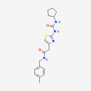 molecular formula C19H24N4O2S B6565004 2-{2-[(cyclopentylcarbamoyl)amino]-1,3-thiazol-4-yl}-N-[(4-methylphenyl)methyl]acetamide CAS No. 921570-56-1