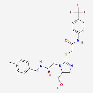 molecular formula C23H23F3N4O3S B6565012 2-{[5-(hydroxymethyl)-1-({[(4-methylphenyl)methyl]carbamoyl}methyl)-1H-imidazol-2-yl]sulfanyl}-N-[4-(trifluoromethyl)phenyl]acetamide CAS No. 921847-45-2