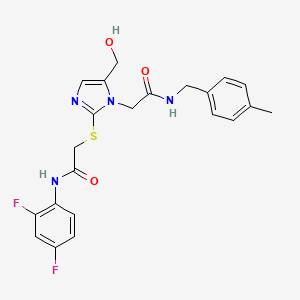 molecular formula C22H22F2N4O3S B6565019 N-(2,4-difluorophenyl)-2-{[5-(hydroxymethyl)-1-({[(4-methylphenyl)methyl]carbamoyl}methyl)-1H-imidazol-2-yl]sulfanyl}acetamide CAS No. 921822-70-0