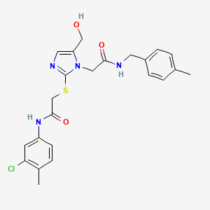molecular formula C23H25ClN4O3S B6565020 N-(3-chloro-4-methylphenyl)-2-{[5-(hydroxymethyl)-1-({[(4-methylphenyl)methyl]carbamoyl}methyl)-1H-imidazol-2-yl]sulfanyl}acetamide CAS No. 921504-67-8