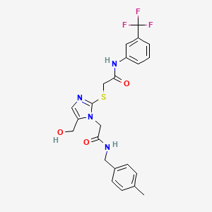 2-{[5-(hydroxymethyl)-1-({[(4-methylphenyl)methyl]carbamoyl}methyl)-1H-imidazol-2-yl]sulfanyl}-N-[3-(trifluoromethyl)phenyl]acetamide