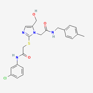 N-(3-chlorophenyl)-2-{[5-(hydroxymethyl)-1-({[(4-methylphenyl)methyl]carbamoyl}methyl)-1H-imidazol-2-yl]sulfanyl}acetamide